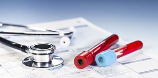 Blood vials and a stethescope
